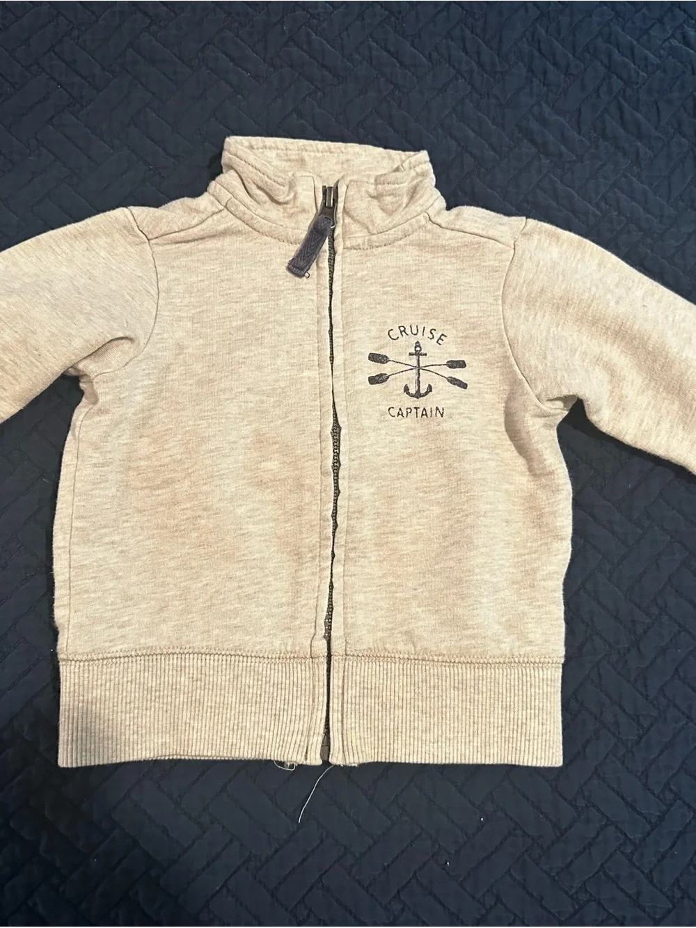 Cruise Captain Zip-Up Sweater Jacket Light Grey size 9 Months Cotton Carter’s